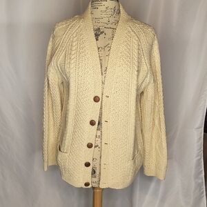 Rustic Cream Cable Knit Cardigan Classic, Cozy And Natural Aran-style
